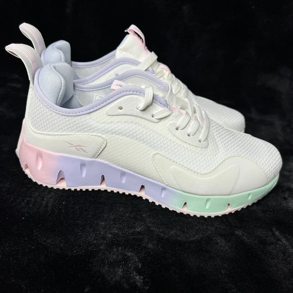 Reebok Zig Dynamica Kids 7 Running Shoes White Marshmallow Blue Athletic Sneaker